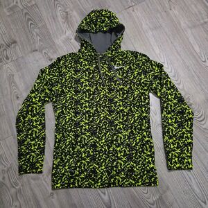 Nike Men's Therma-FIT Camo Hoodie - Neon Yellow & Black - Size Medium